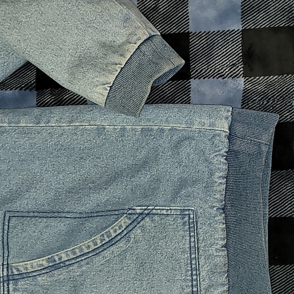 The Rail. Denim SHERPA-Lined Full-zip Hooded jacket. Unisex size Large - Picture 4 of 14